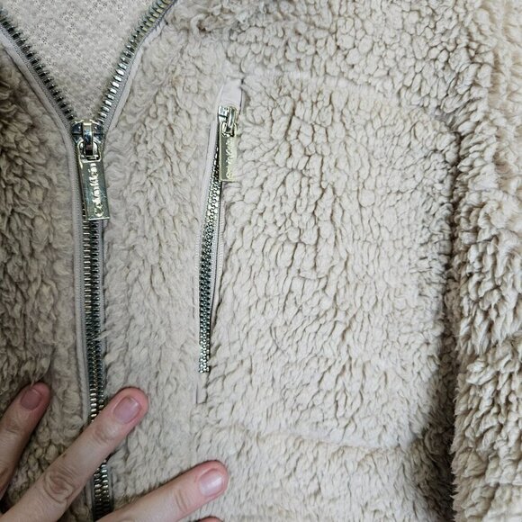 Calvin Klein Full Zip Tan Sherpa Jacket coat Size Large - Picture 5 of 13